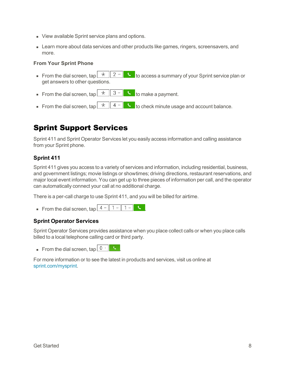 Sprint support services | LG G3 Vigor User Manual | Page 17 / 199