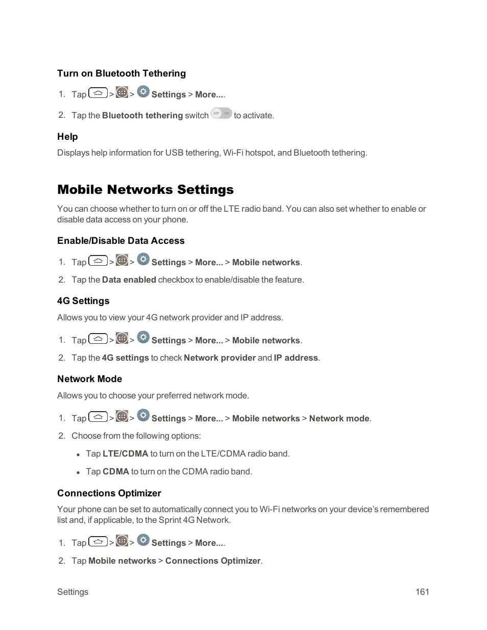 Mobile networks settings | LG G3 Vigor User Manual | Page 170 / 199