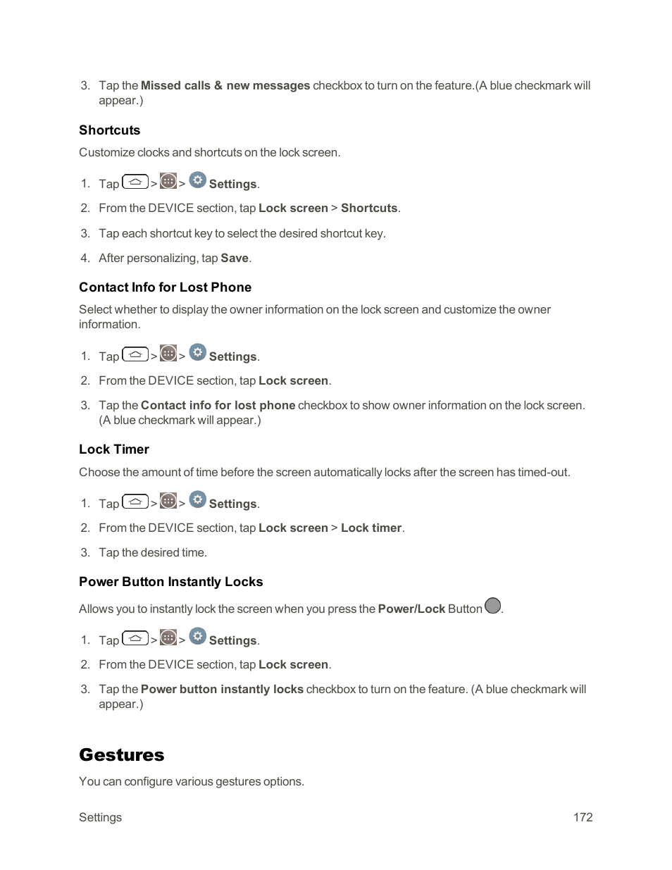 Gestures | LG G3 Vigor User Manual | Page 181 / 199