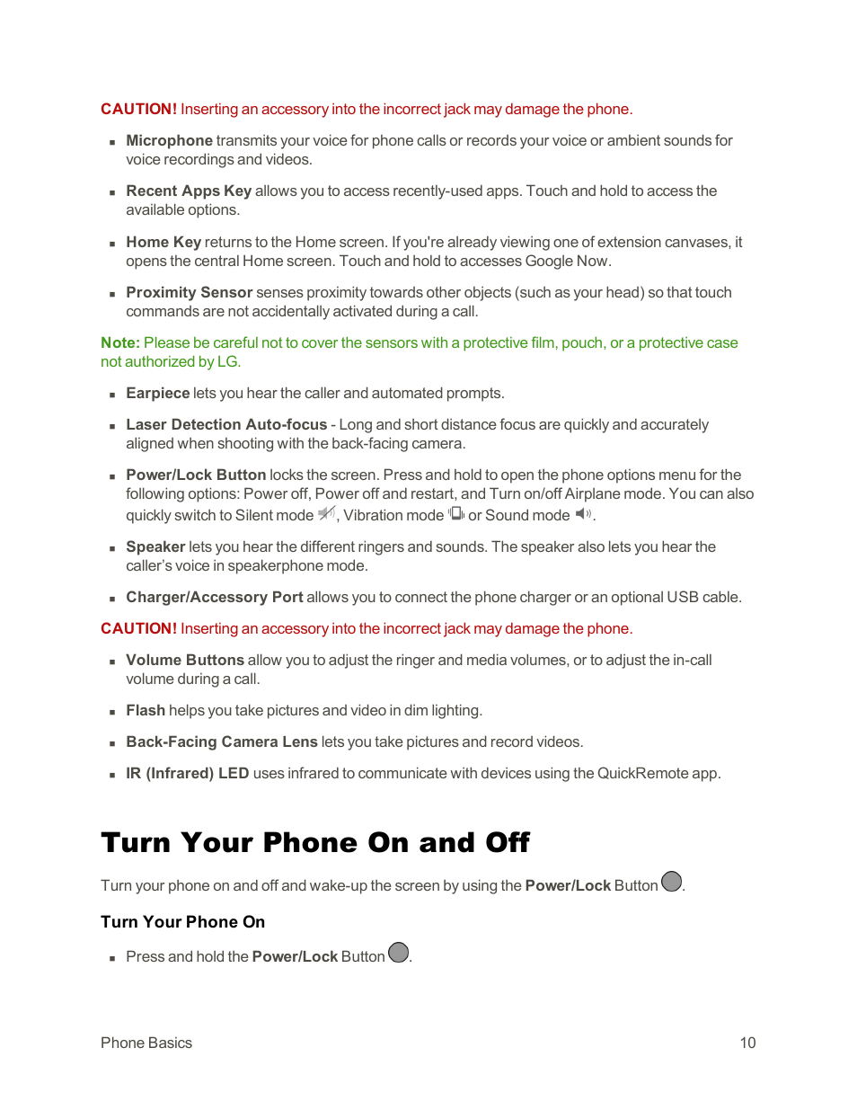 Turn your phone on and off | LG G3 Vigor User Manual | Page 19 / 199