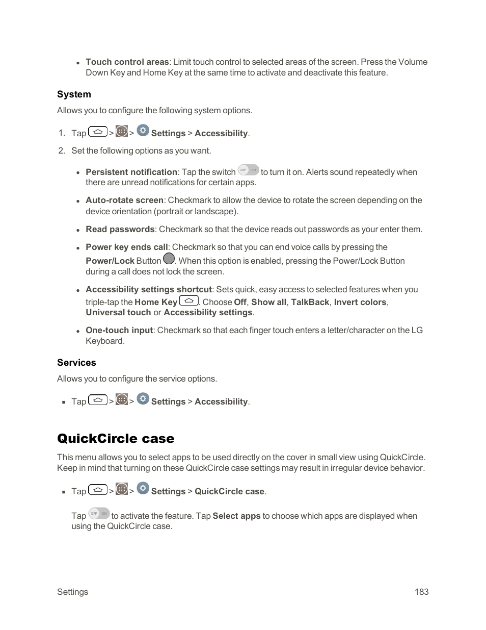 Quickcircle case | LG G3 Vigor User Manual | Page 192 / 199