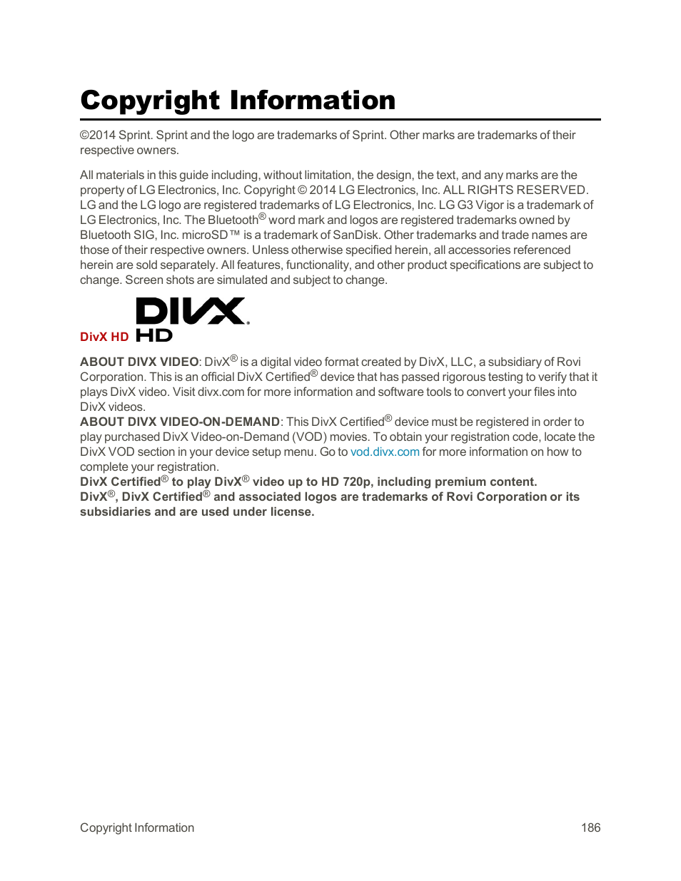 Copyright information | LG G3 Vigor User Manual | Page 195 / 199