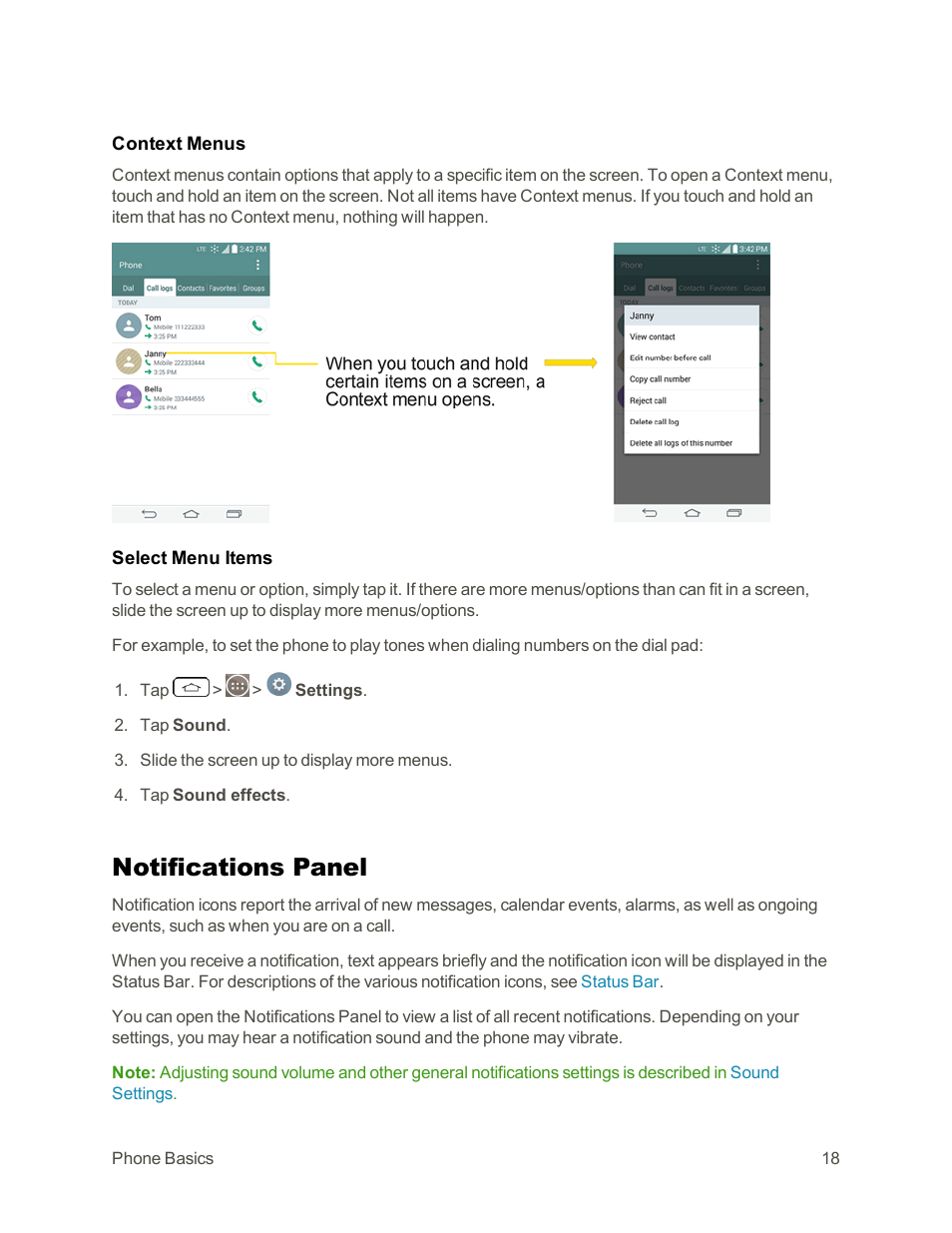 Notifications panel | LG G3 Vigor User Manual | Page 27 / 199