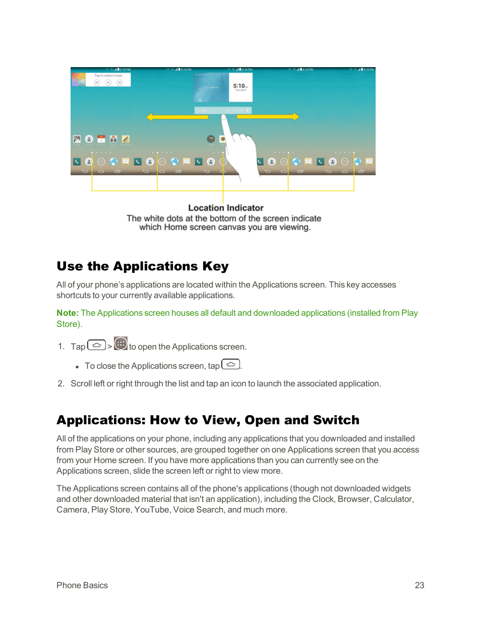 Use the applications key, Applications: how to view, open and switch | LG G3 Vigor User Manual | Page 32 / 199