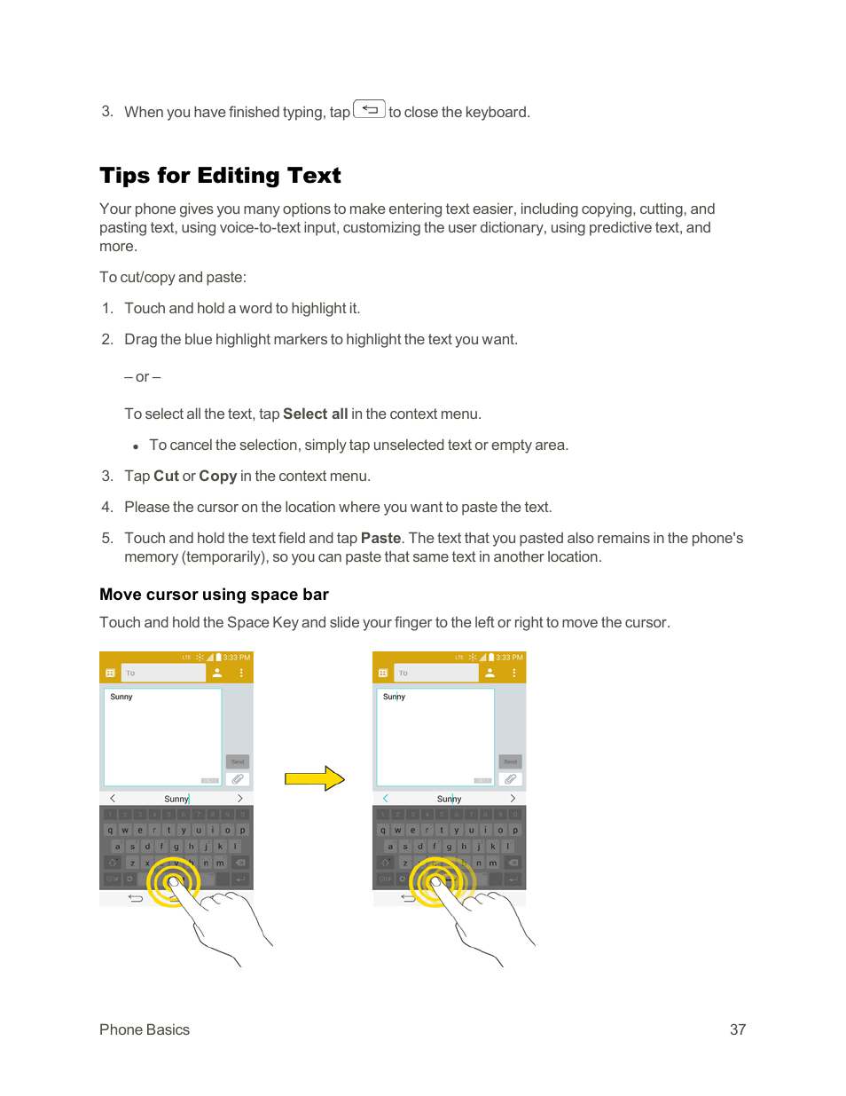 Tips for editing text | LG G3 Vigor User Manual | Page 46 / 199