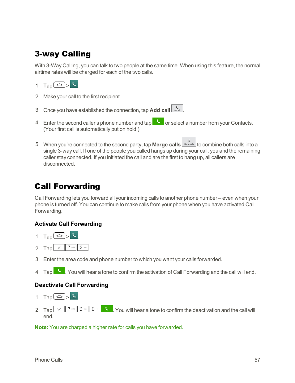 Way calling, Call forwarding | LG G3 Vigor User Manual | Page 66 / 199