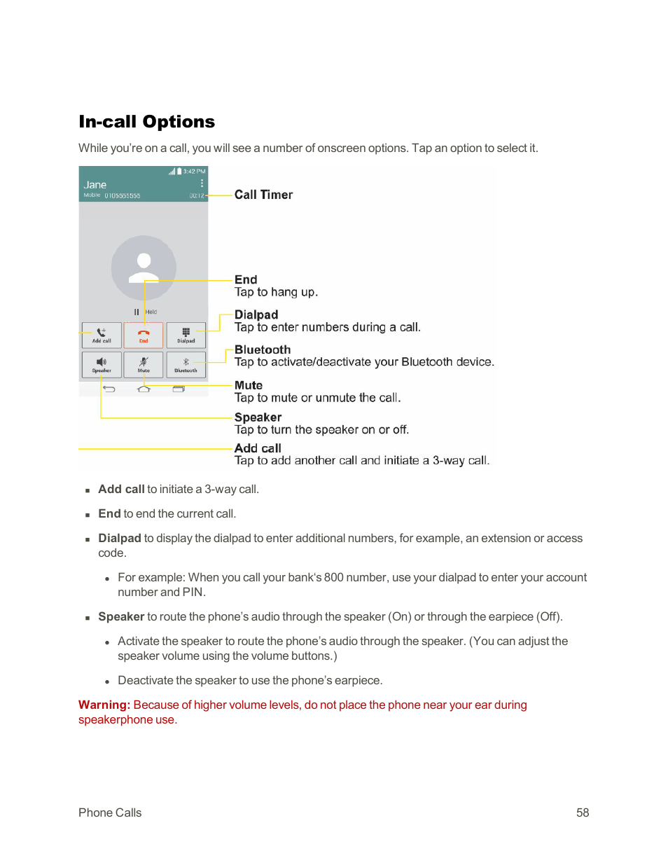 In-call options | LG G3 Vigor User Manual | Page 67 / 199