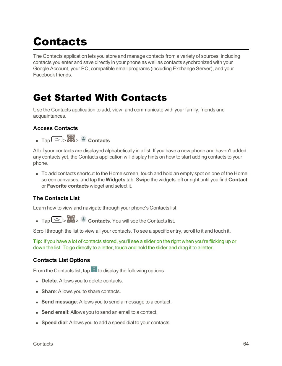 Contacts, Get started with contacts | LG G3 Vigor User Manual | Page 73 / 199