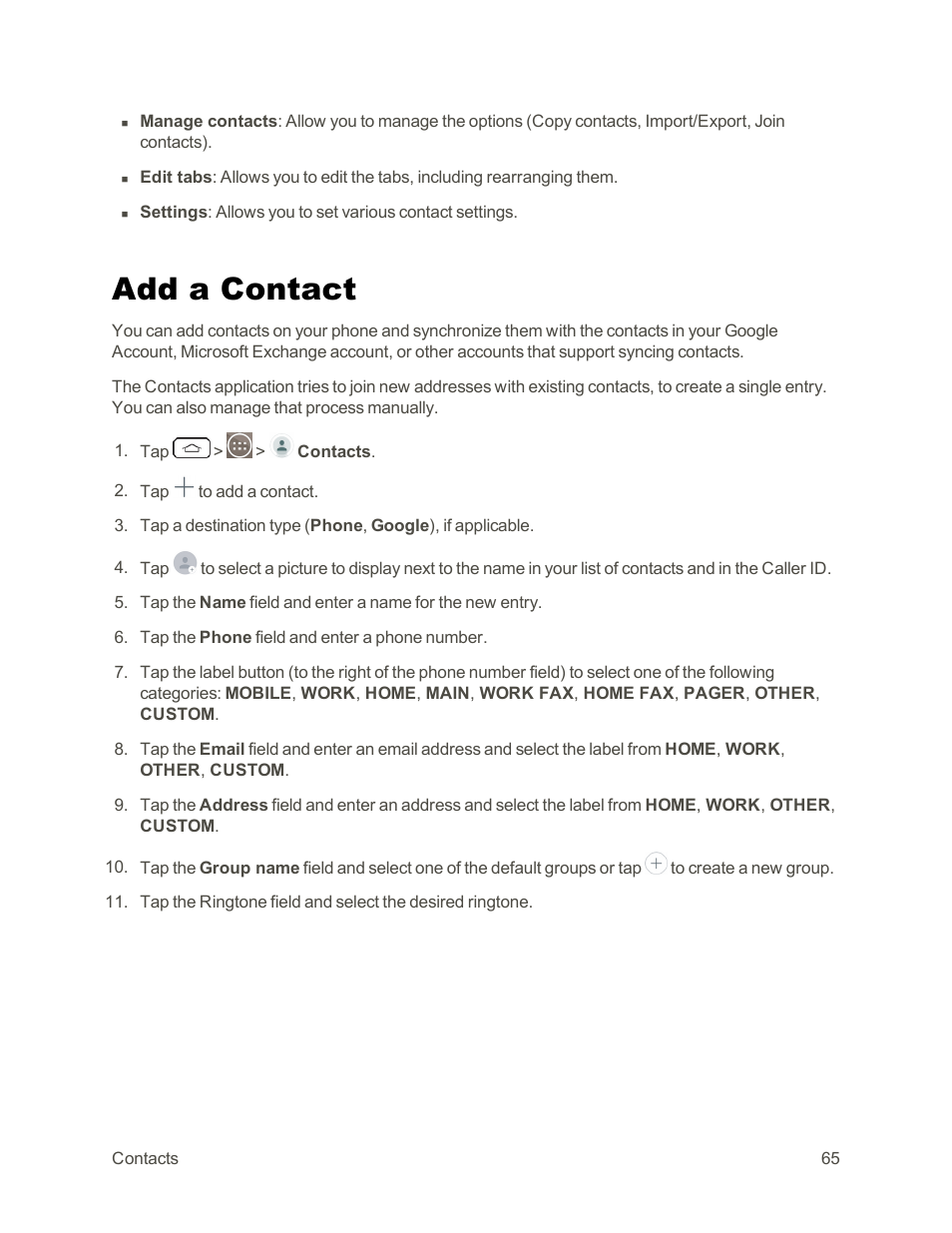 Add a contact | LG G3 Vigor User Manual | Page 74 / 199