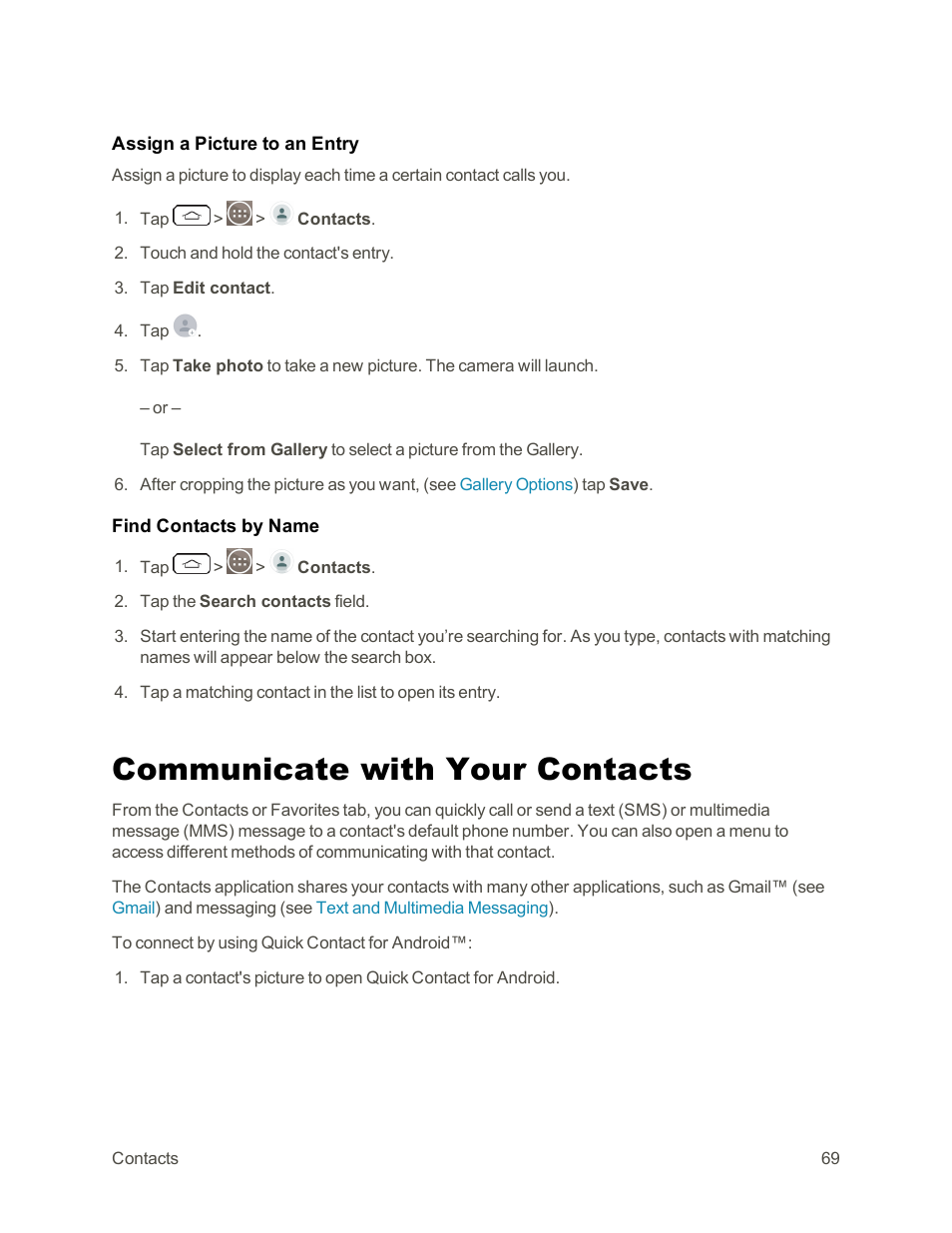 Communicate with your contacts | LG G3 Vigor User Manual | Page 78 / 199