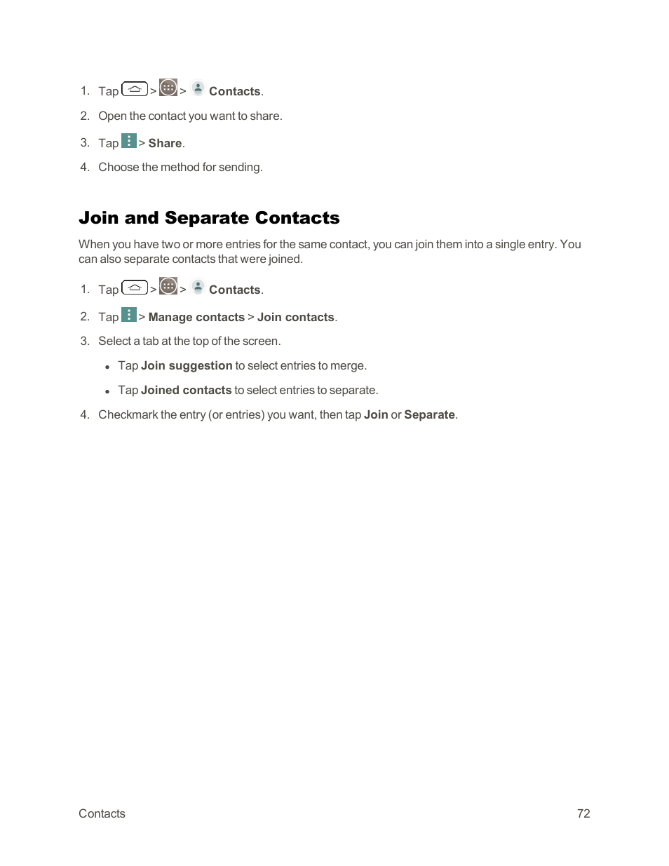 Join and separate contacts | LG G3 Vigor User Manual | Page 81 / 199