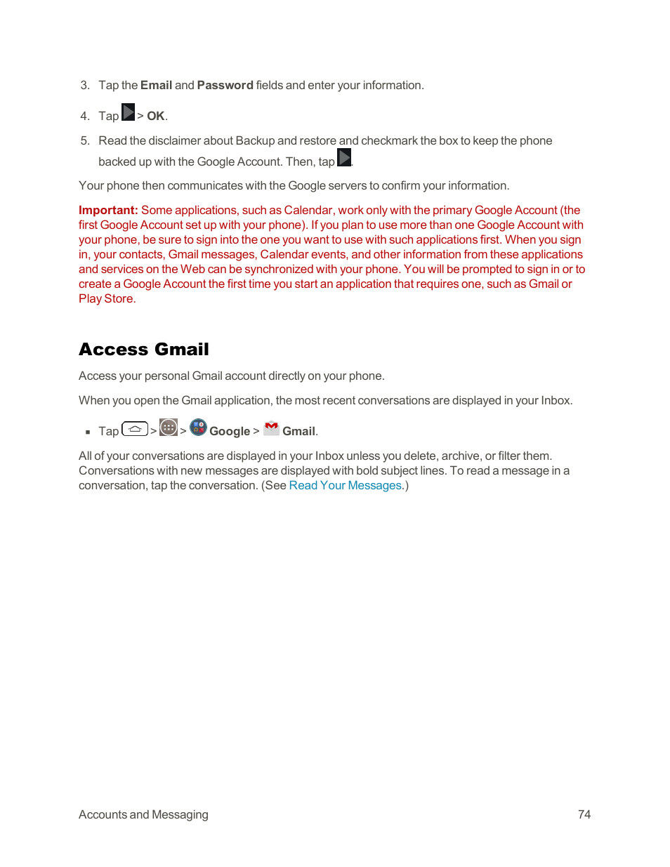 Access gmail | LG G3 Vigor User Manual | Page 83 / 199