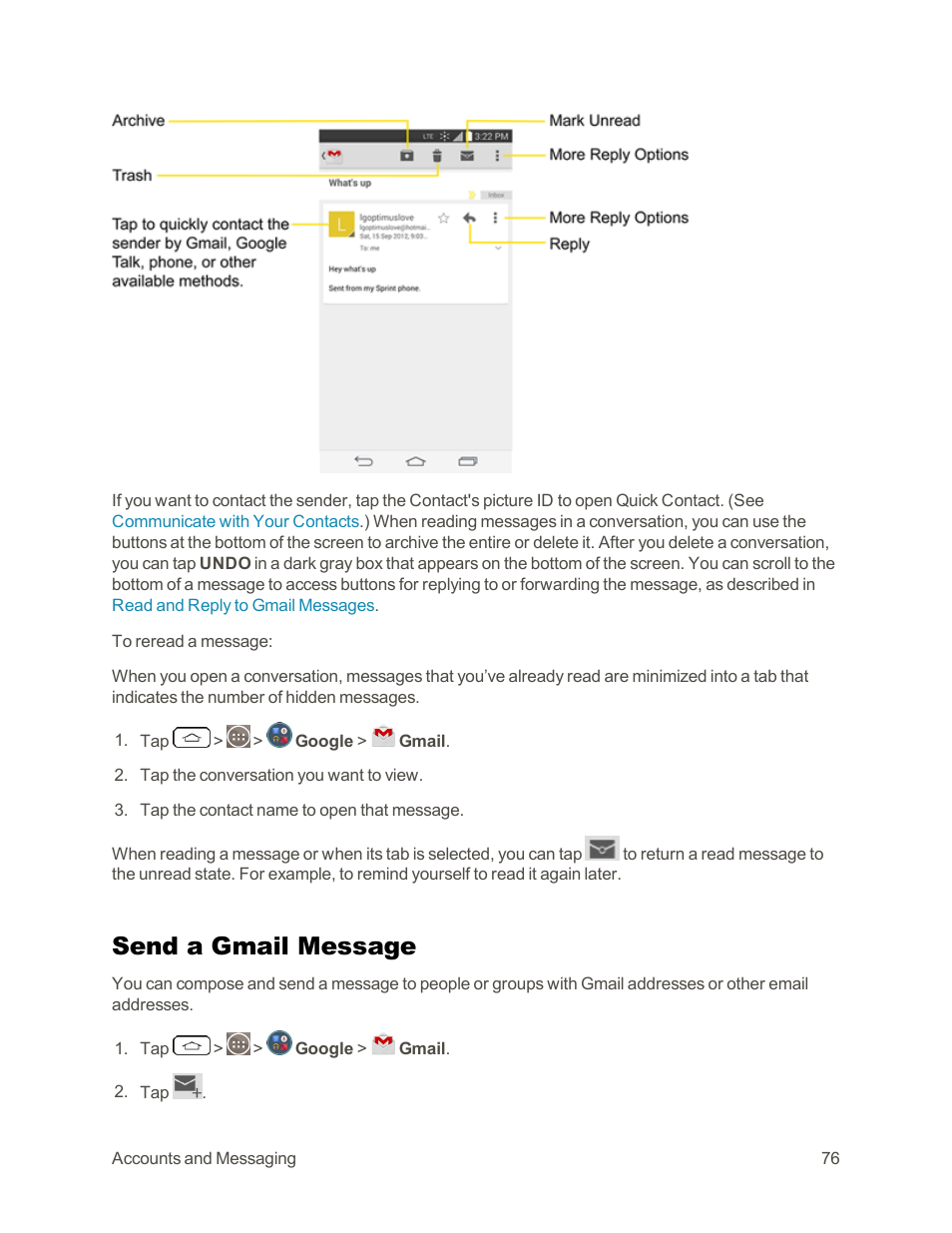 Send a gmail message | LG G3 Vigor User Manual | Page 85 / 199