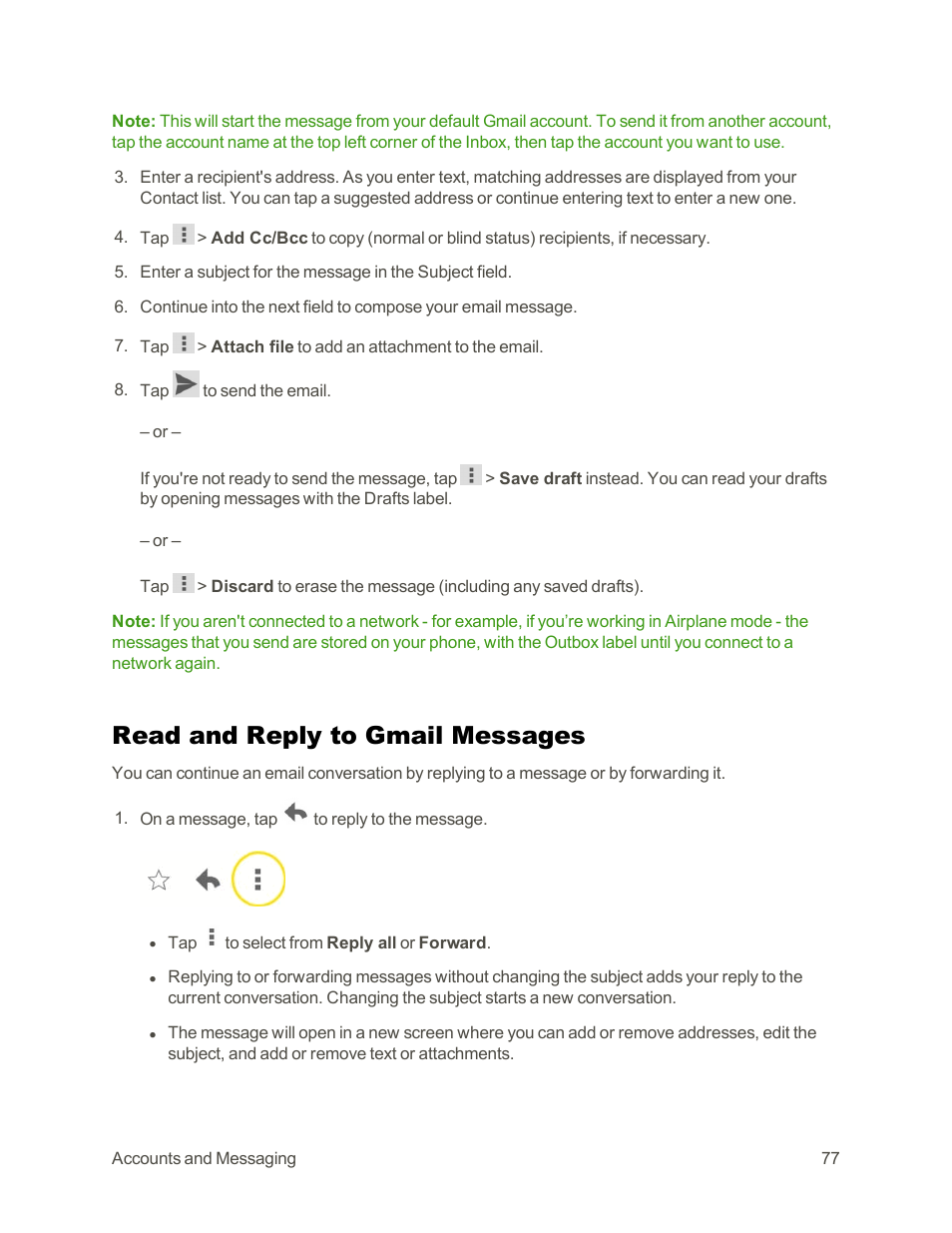 Read and reply to gmail messages | LG G3 Vigor User Manual | Page 86 / 199