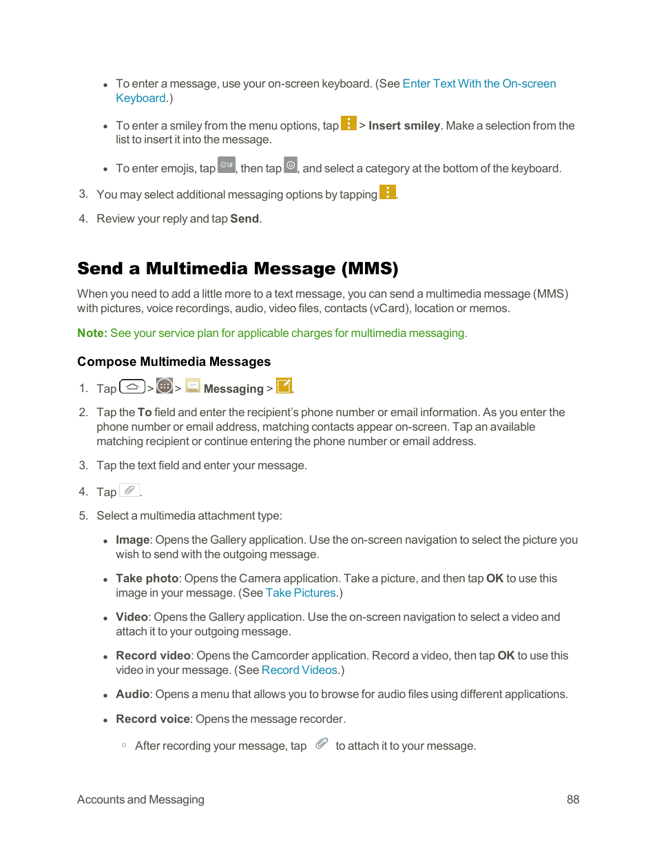 Send a multimedia message (mms) | LG G3 Vigor User Manual | Page 97 / 199