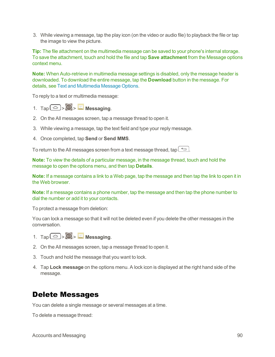 Delete messages | LG G3 Vigor User Manual | Page 99 / 199