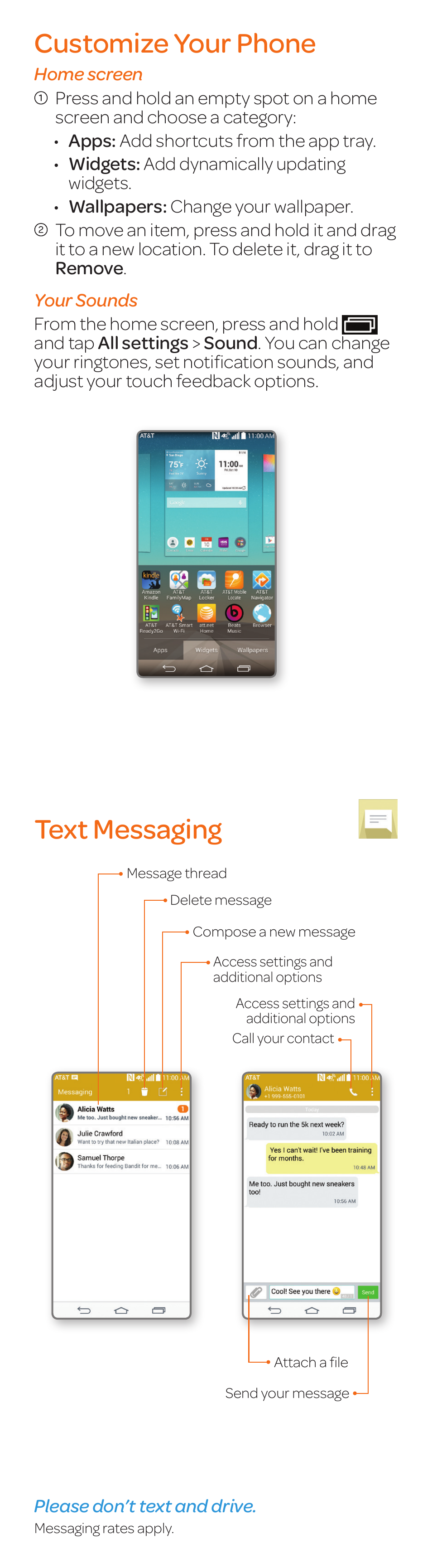 Customize your phone text messaging | LG G3 Vigor User Manual | Page 3 / 20