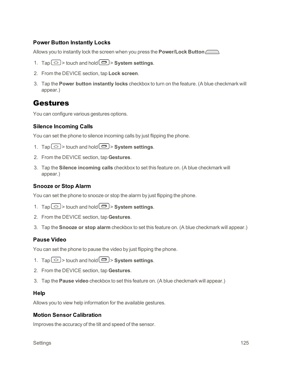 Gestures | LG Tribute User Manual | Page 133 / 148