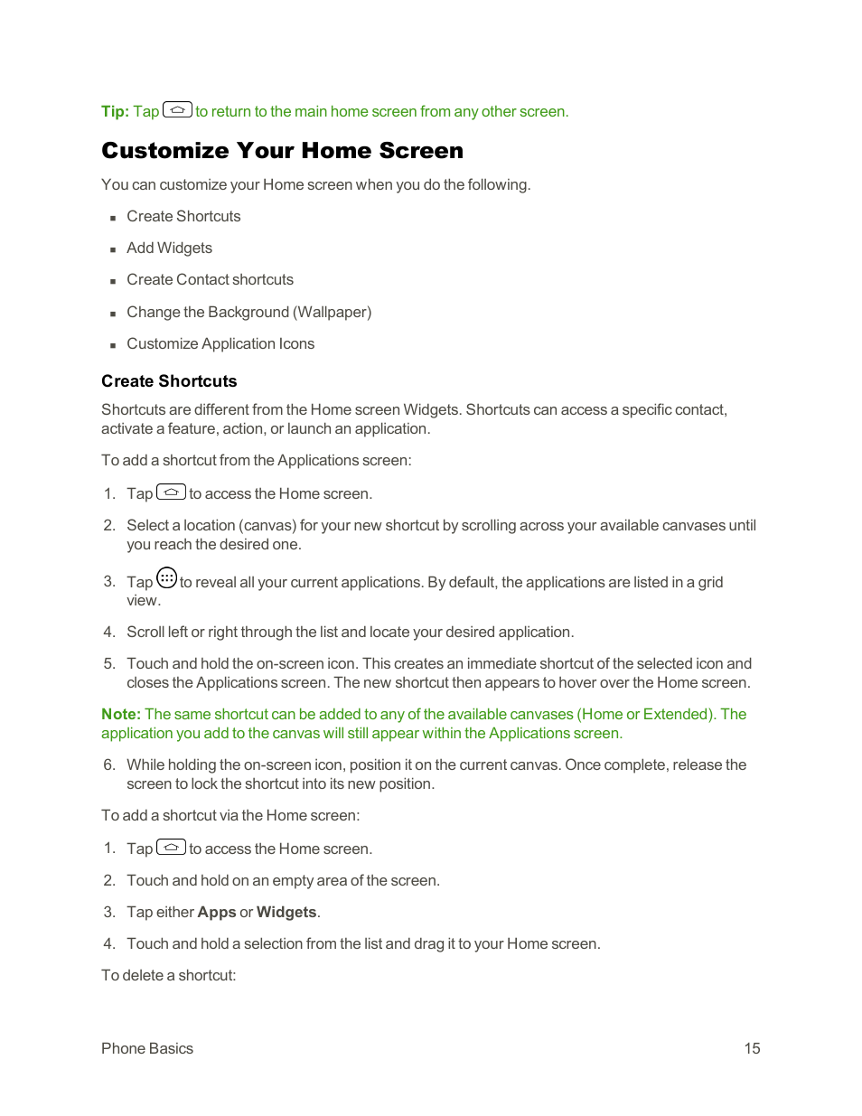 Customize your home screen | LG Tribute User Manual | Page 23 / 148