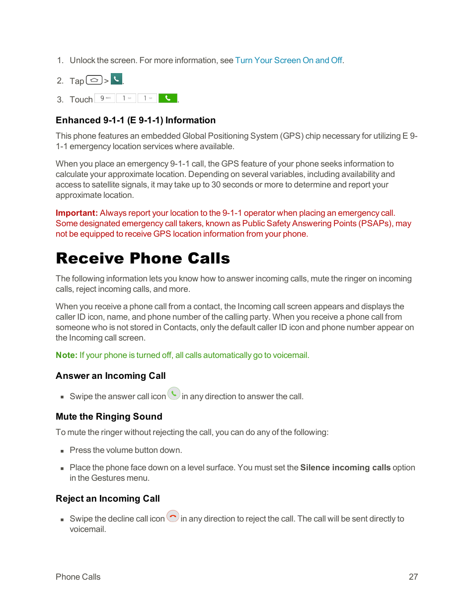 Receive phone calls | LG Tribute User Manual | Page 35 / 148