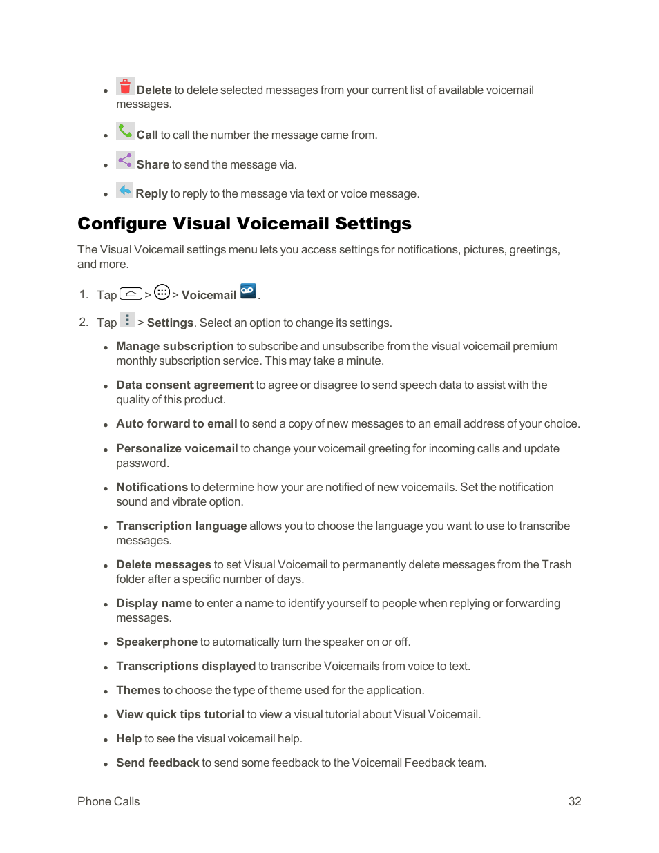 Configure visual voicemail settings | LG Tribute User Manual | Page 40 / 148