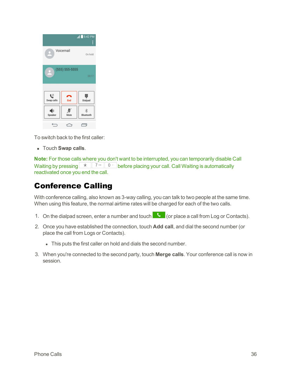 Conference calling | LG Tribute User Manual | Page 44 / 148