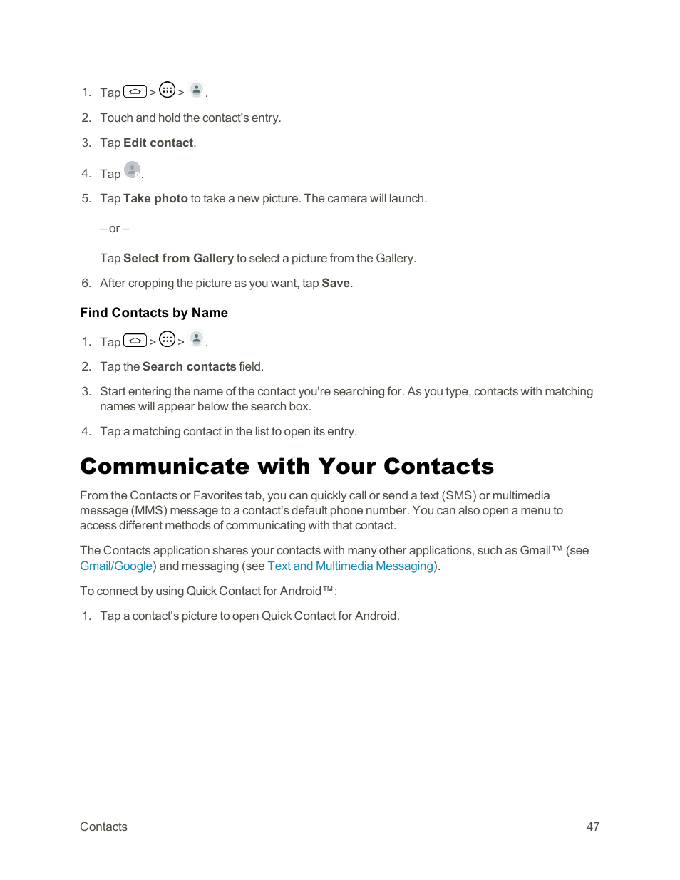 Communicate with your contacts | LG Tribute User Manual | Page 55 / 148