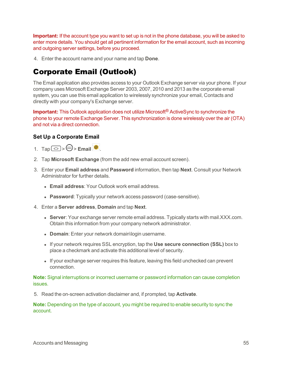 Corporate email (outlook) | LG Tribute User Manual | Page 63 / 148