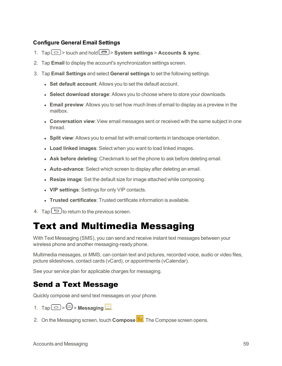 Text and multimedia messaging, Send a text message, Text and multimedia | Messaging | LG Tribute User Manual | Page 67 / 148