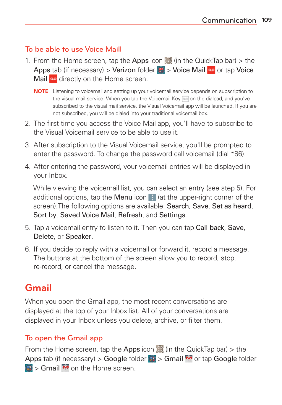 Gmail | LG G Vista User Manual | Page 111 / 243