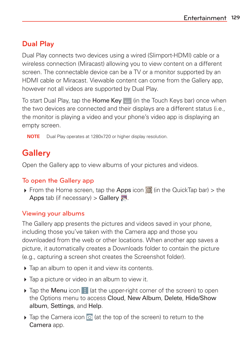 Gallery, Dual play | LG G Vista User Manual | Page 131 / 243