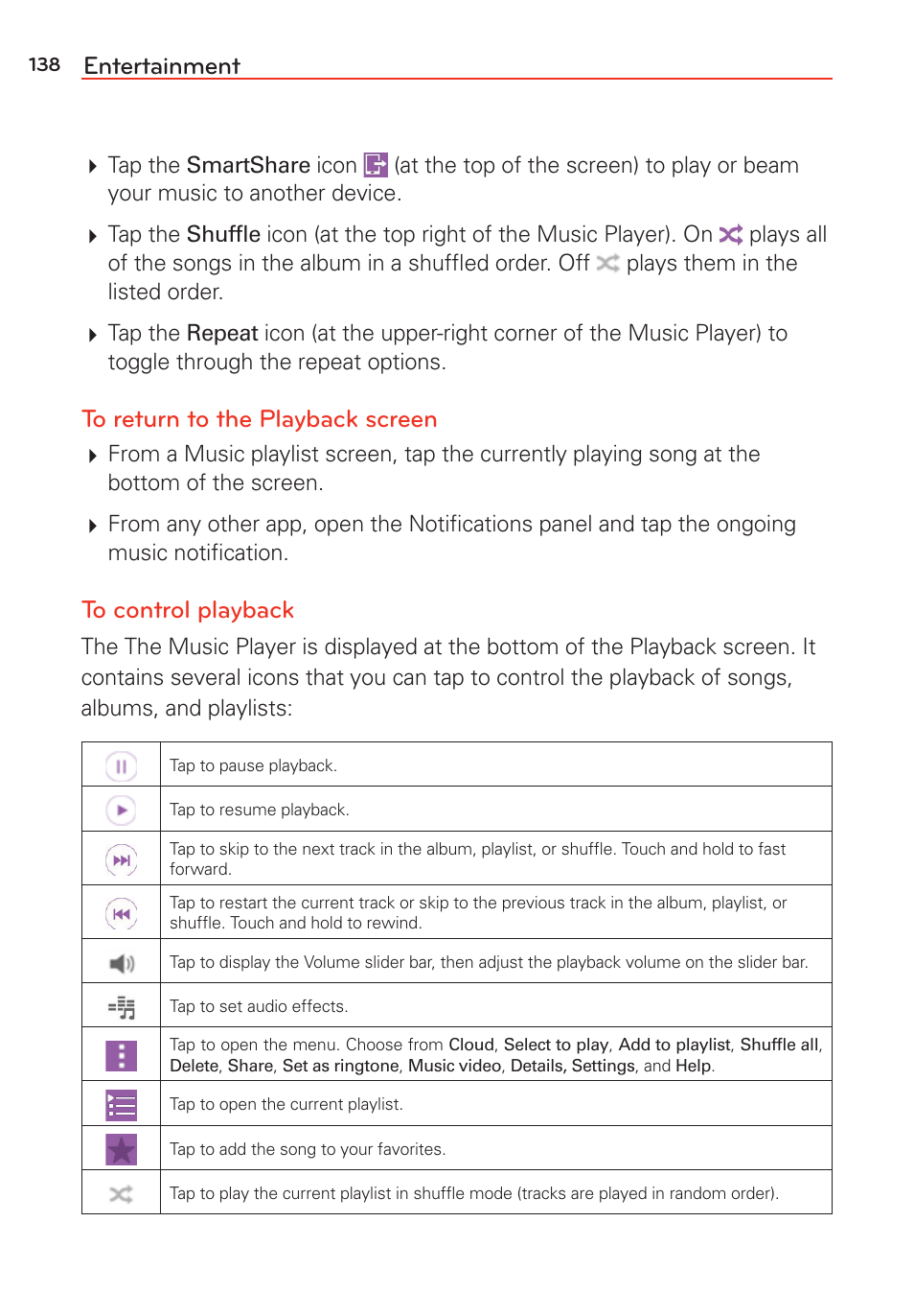 Entertainment | LG G Vista User Manual | Page 140 / 243