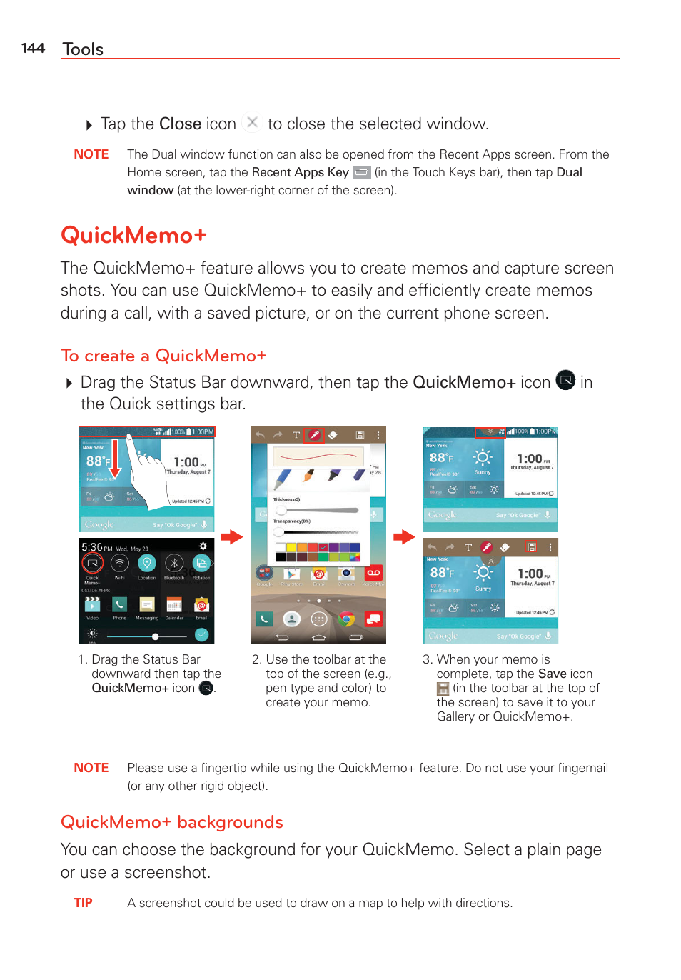 Quickmemo, Tools | LG G Vista User Manual | Page 146 / 243