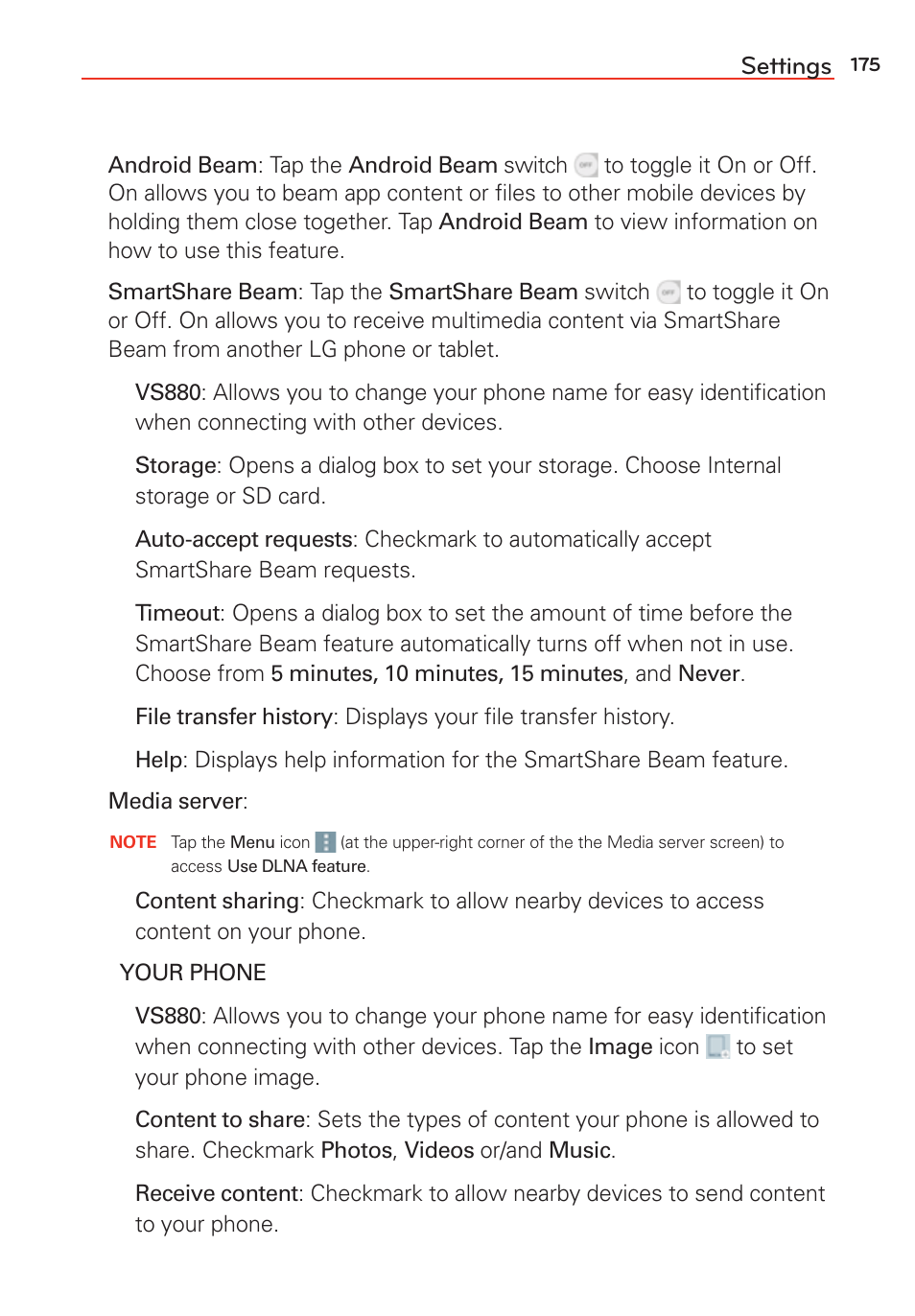 Settings | LG G Vista User Manual | Page 177 / 243