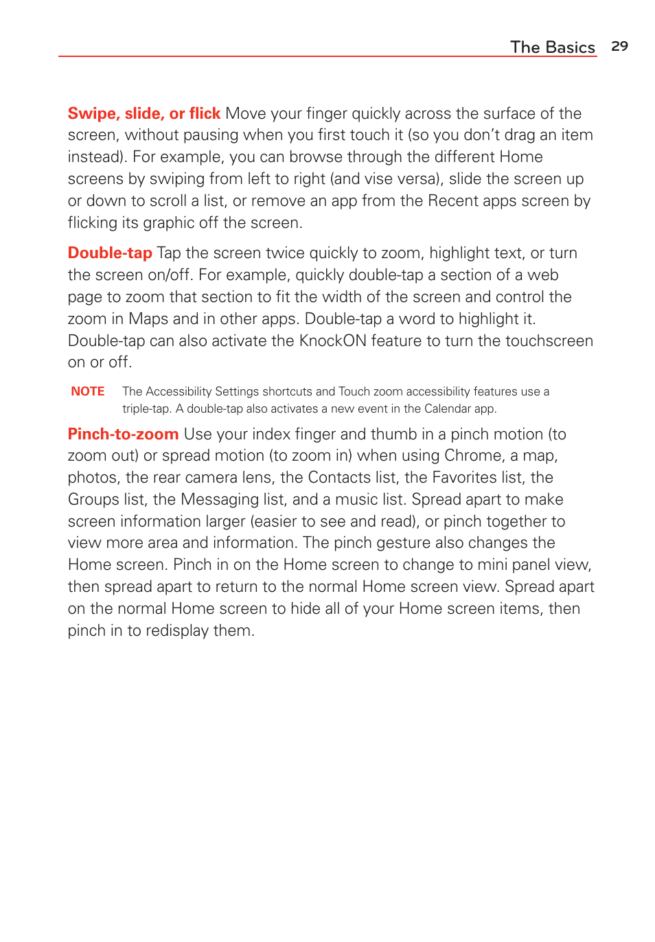 The basics | LG G Vista User Manual | Page 31 / 243