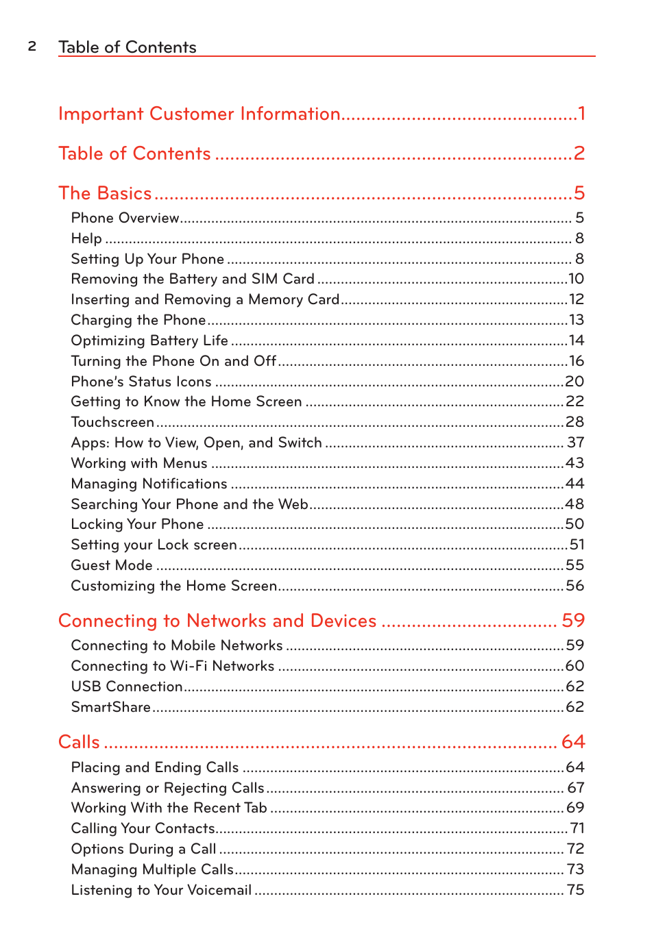 LG G Vista User Manual | Page 4 / 243