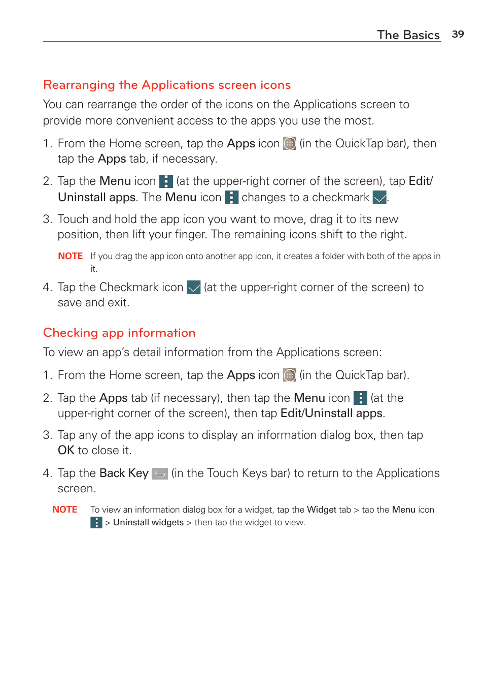 Checking app information | LG G Vista User Manual | Page 41 / 243