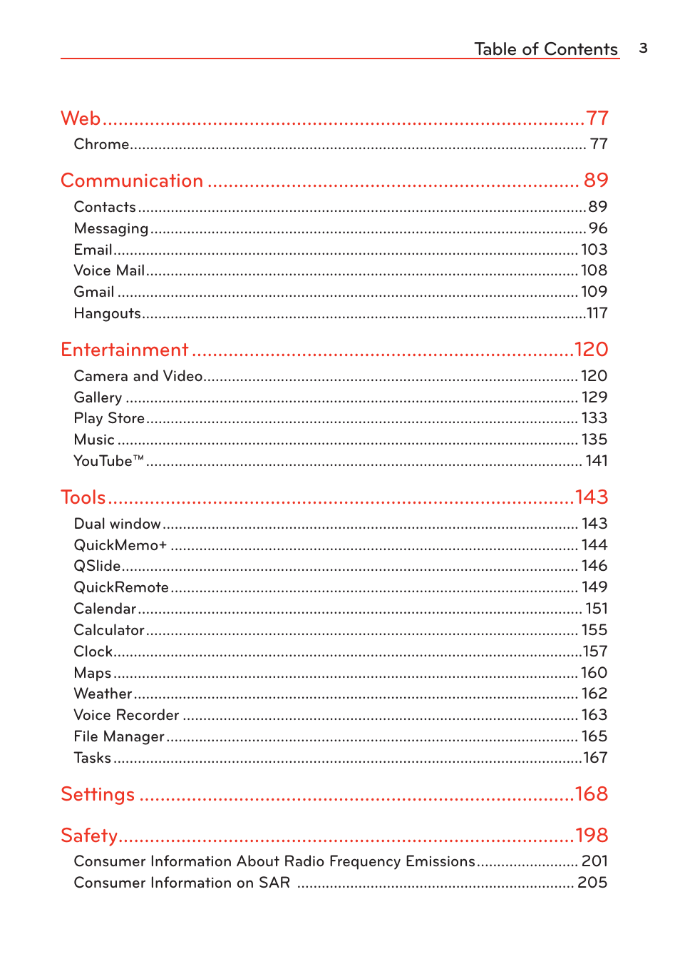 LG G Vista User Manual | Page 5 / 243