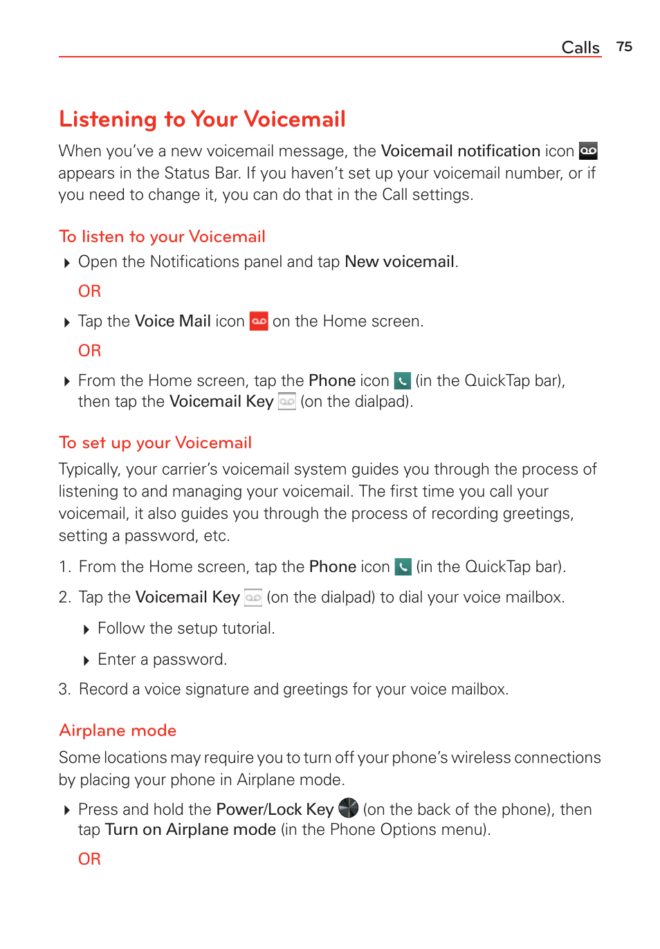 Listening to your voicemail | LG G Vista User Manual | Page 77 / 243