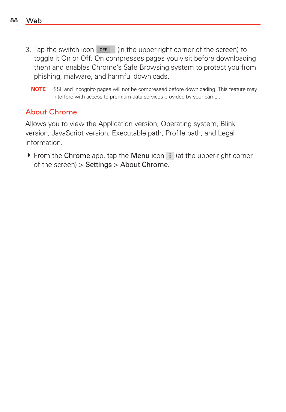 About chrome | LG G Vista User Manual | Page 90 / 243