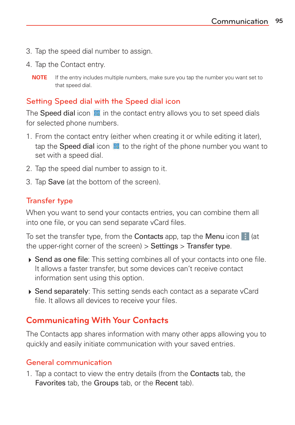 Communicating with your contacts | LG G Vista User Manual | Page 97 / 243