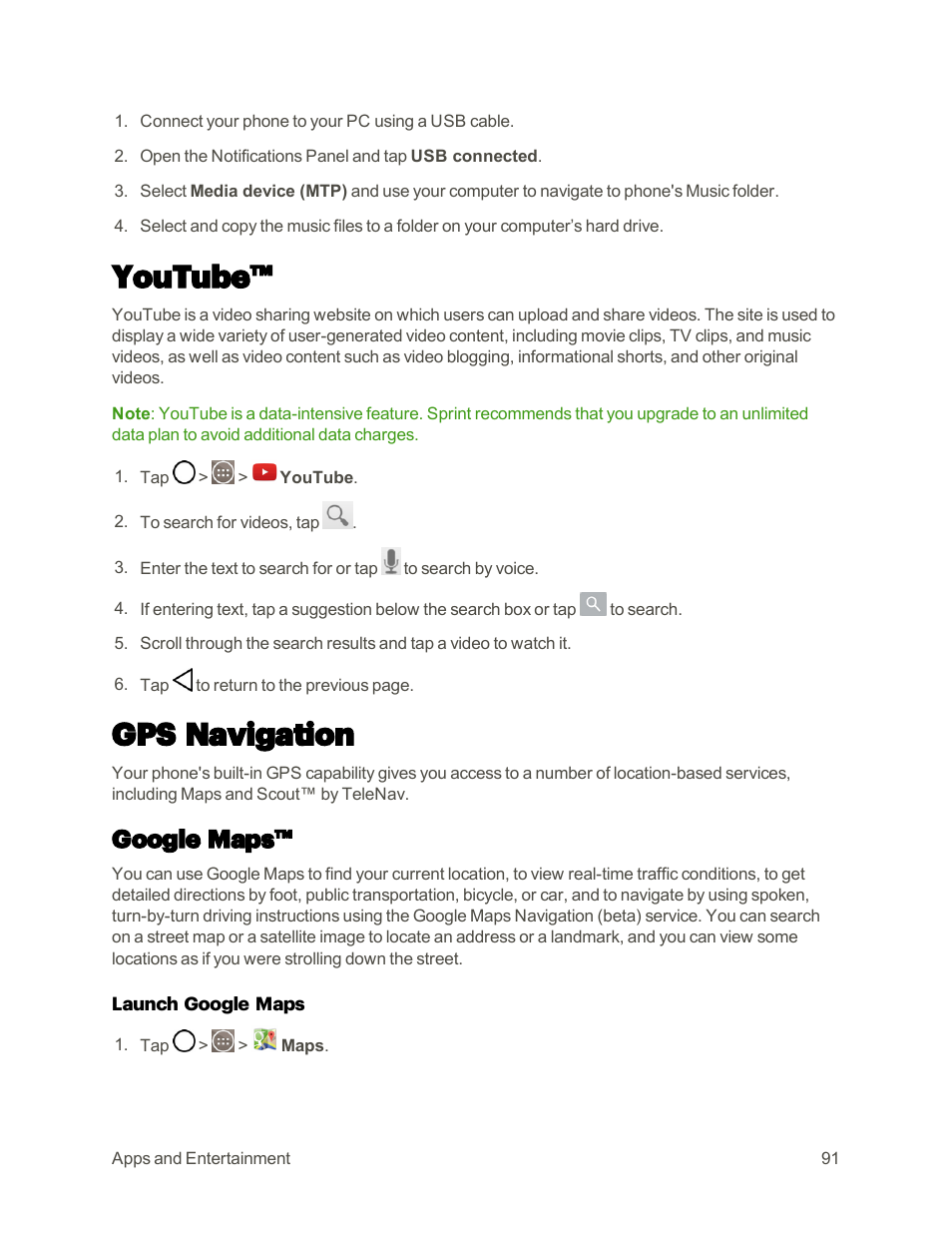 Youtube, Gps navigation, Google maps | LG G3 User Manual | Page 100 / 187