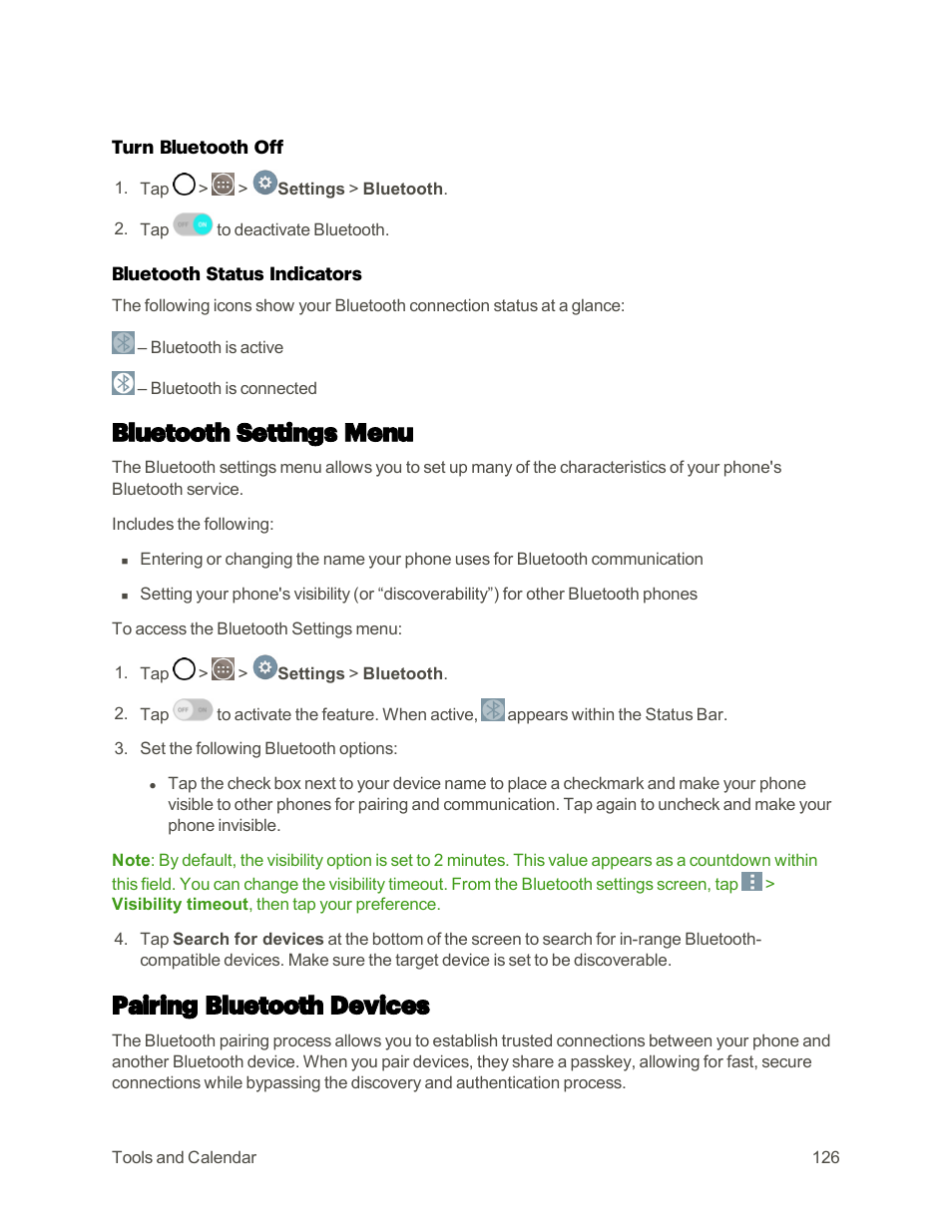 Bluetooth settings menu, Pairing bluetooth devices | LG G3 User Manual | Page 135 / 187