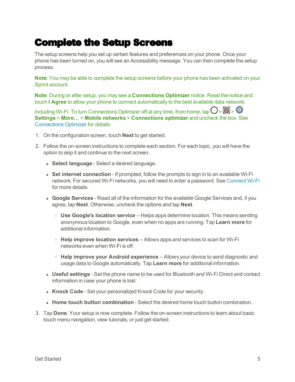 Complete the setup screens | LG G3 User Manual | Page 14 / 187