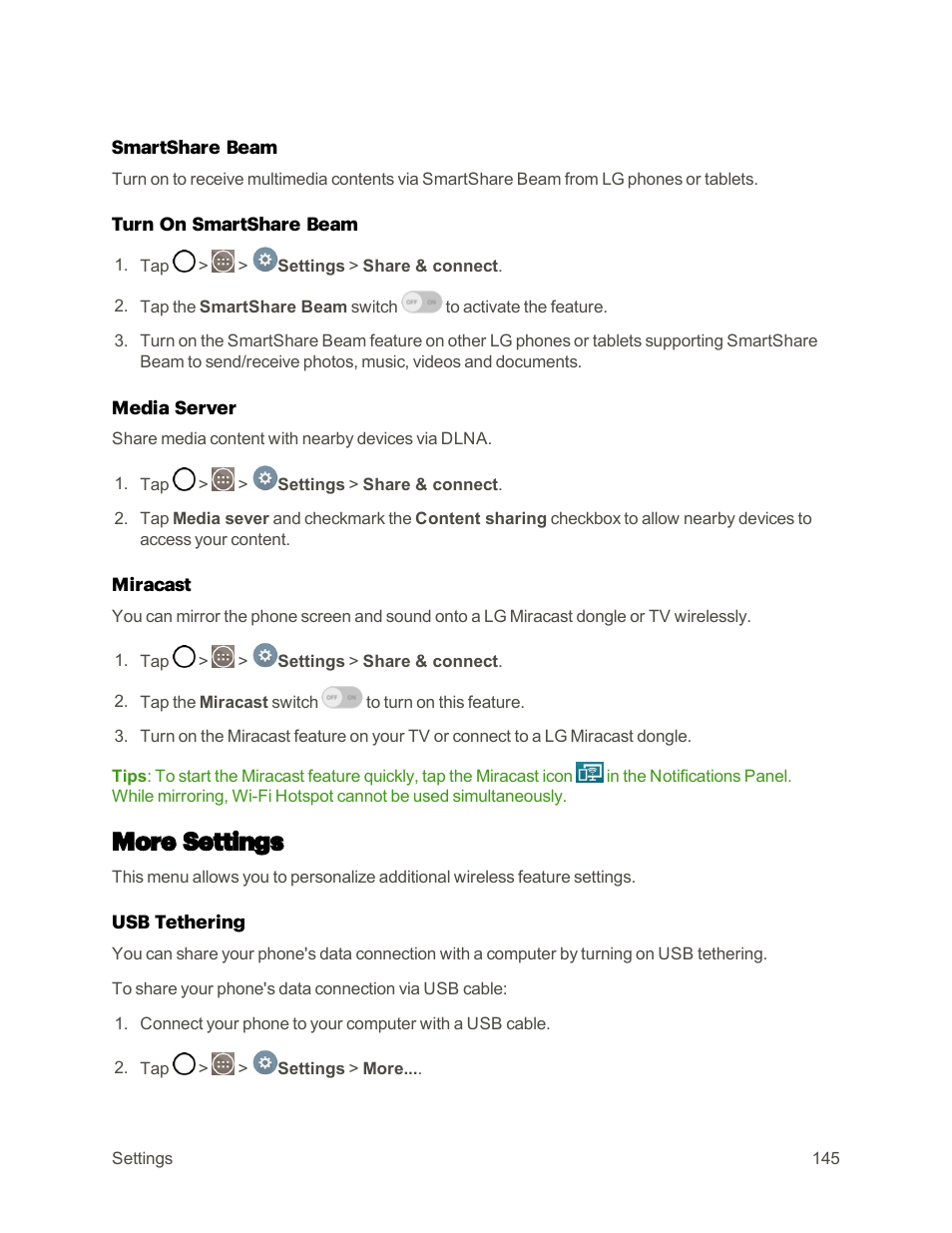 More settings | LG G3 User Manual | Page 154 / 187