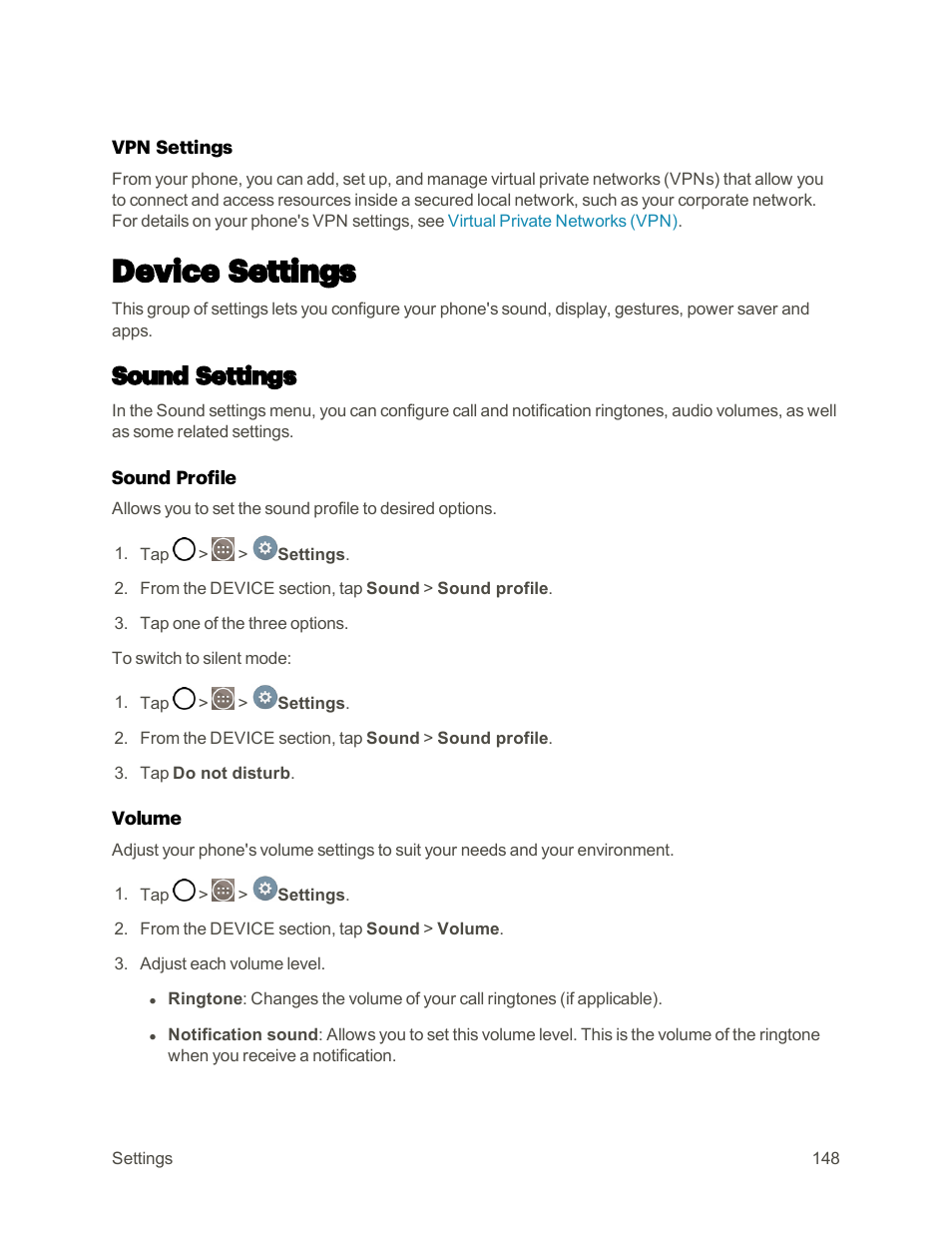 Device settings, Sound settings, Sound | Settings | LG G3 User Manual | Page 157 / 187