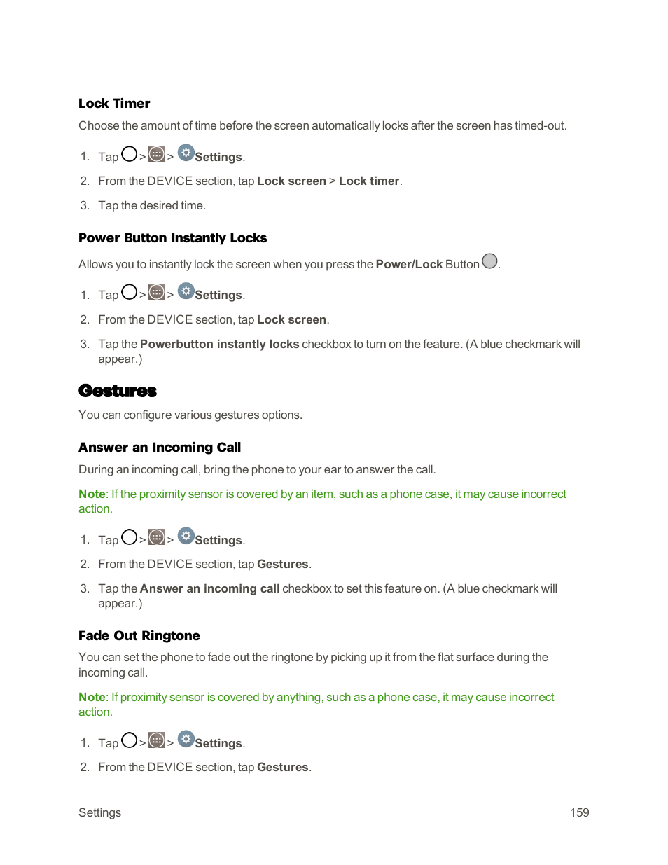 Gestures | LG G3 User Manual | Page 168 / 187