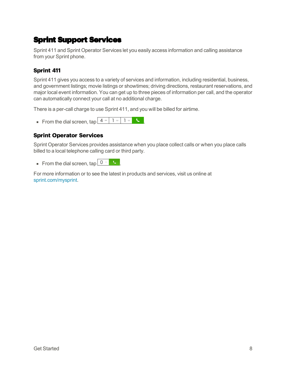 Sprint support services | LG G3 User Manual | Page 17 / 187