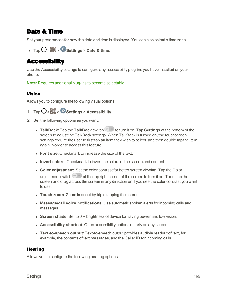 Date & time, Accessibility | LG G3 User Manual | Page 178 / 187