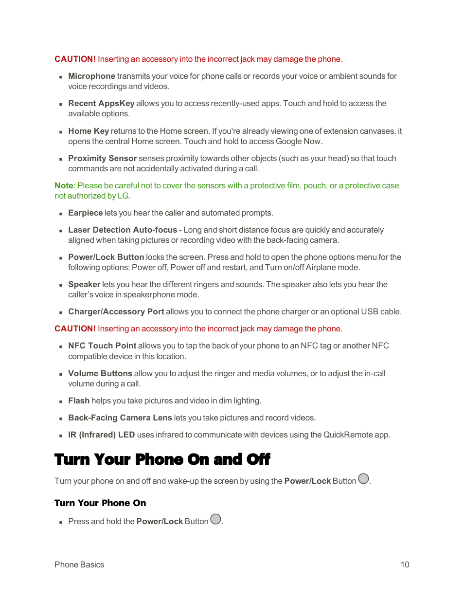 Turn your phone on and off | LG G3 User Manual | Page 19 / 187